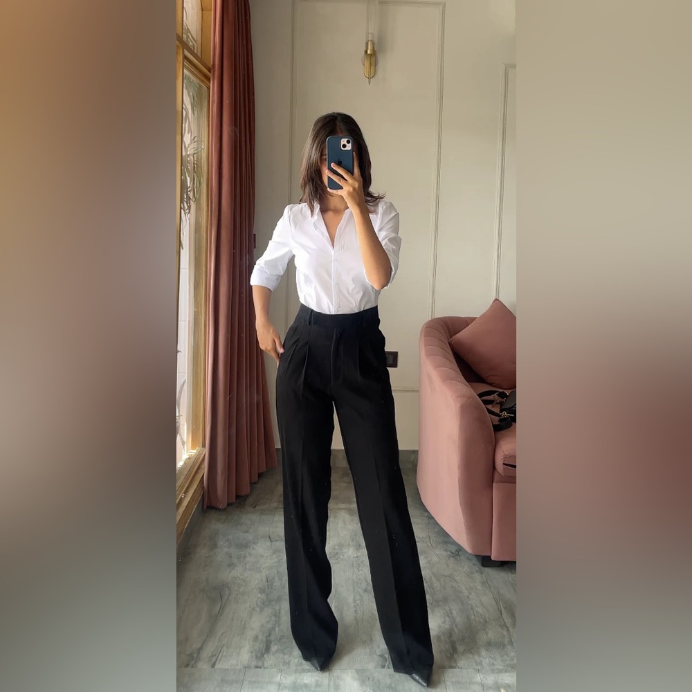 Quince Stretch Crepe Classic Pants Trousers Sz 8 Black NEW